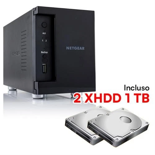 NAS NETGEAR ReadyNas 212 RN21200-100NES + 2 x HDD 1 TB SATA 3,5'' - Immagine 1 di 1