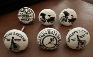 Novità Pomelli Tiranti Cassetto Bicicletta Bianco Look Vintage Bici Vedi Foto Set di 6. - Foto 1 di 10