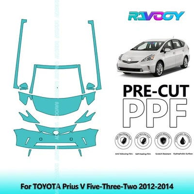 Película de proteção de pintura PreCut PPF para TOYOTA Prius V Five-Three-Two 2012-2014 - Imagem 1 de 4