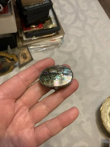 VTG Iguala 925 Sterling Silver Abalone Top Pill Box Signed 1.5” X 1-1/8”  - Picture 1 of 9