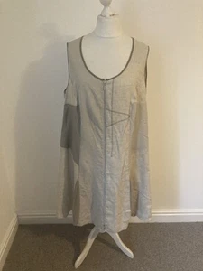 Chesca 24 Beige Ecru 100% Linen Sleeveless A Line Shift Dress - Picture 1 of 7
