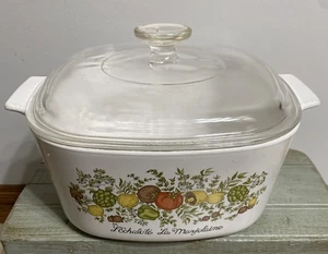 VTG 8" Corning Ware Spice of Life A-3-B Vegetables 3 Qt w/ Lid A-9-C 4" Deep - Picture 1 of 13