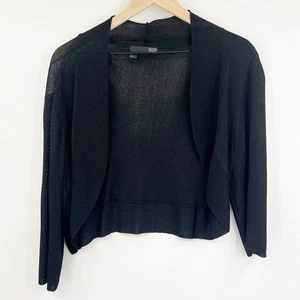 Eileen Fisher schwarz Viskose Nylon Mischung Cropped offen Cardigan Pullover XL elegant - Bild 1 von 5