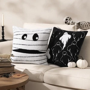 Federa per cuscino Halloween fatta a mano con ricamo per decorazione casa - Foto 1 di 8