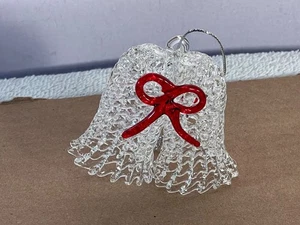 Christmas ornament spun glass double bells red ribbon AA363 - Picture 1 of 5
