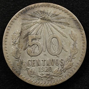 Mexiko 50 Centavos 1920, Münze, Silber, Inv#H613 - Bild 1 von 2