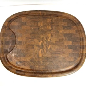 Vintage Dansk Schneide Schnitzbrett oval Teak Holz MCM IHQ Malaysia 19x15" gemarkt - Bild 1 von 8