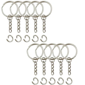 Llavero con Cadena y Anillos de Salto Abiertos 1 Pulgada, Paquete de 50 Nuevo - Imagen 1 de 2