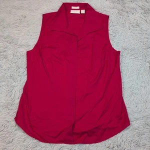 Chico's Shirt Womens 2 Red Sleeveless Lightweight Button Up Casual Comfort - Picture 1 of 9