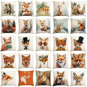 Fox Throw Pillow Cover Cushion Case for Home Decor Sofa Couch 18" x 18" Inch - Picture 1 of 33