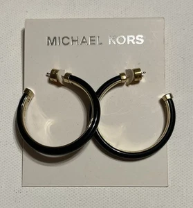 Aros medianos Michael Kors ónix dorado y negro, nuevos - Imagen 1 de 8