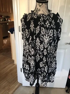 CATO top women’s size XL NWT black/white 100% polyester - Picture 1 of 12