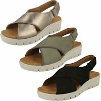 Ladies Clarks Unstructured Wedge Slingback Sandals Un Karely Sun