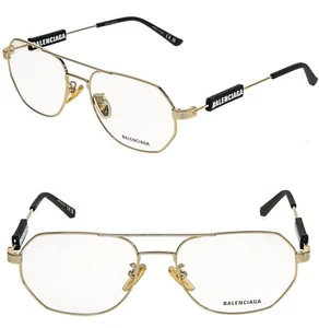 BALENCIAGA TAG 0117 Gold Black Unisex Eyeglass 57mm GG0117O Optical Frame 003 - Picture 1 of 8