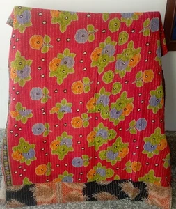 Vintage Kantha Decke Tagesdecke Indisch Steppdecke Handmade Überwurf Ralli - Picture 1 of 2