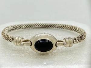 Joseph Esposito ESPO SIG Mesh Hook Onyx Bangle Bracelet 7” 23.7g - Picture 1 of 9