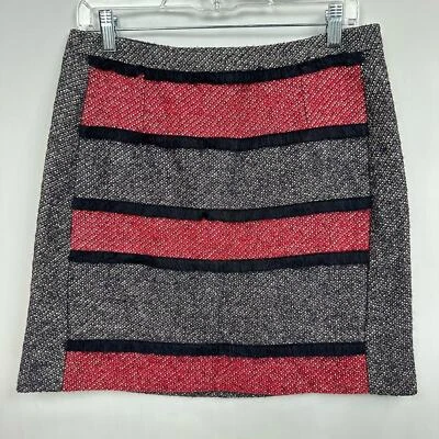 SONIA Sonia Rykiel Tweed Mini Skirt Sz 8 US Striped Fringe Alpaca Wool Cotton - Image 1 of 4