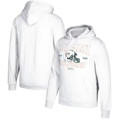 Nuevo con etiquetas Para hombres Miami Dolphins Mitchell & Ness Casco Clásico Pullover Sudadera con Capucha Foto 1 de 3