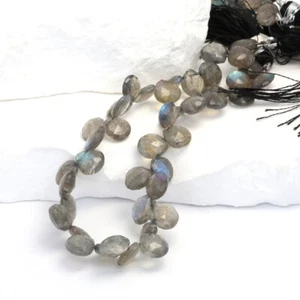 Cuentas de piedras preciosas briolette de pera facetada de labradorita azul natural llamativa 10 piezas - Imagen 1 de 10