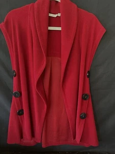 Soft Surroundings Langenlook Red Open Front Oversized Mesa Button Vest Small - Picture 1 of 12