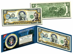 JAMES K POLK PRESIDENT 1845-1849 COLORIZED BILL! COA & FOLIO - Picture 1 of 1