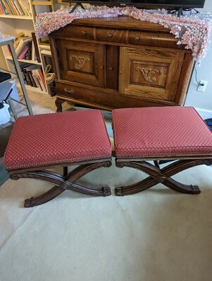 Пара скамеек Ethan Allen French Empire Regency Style X-Base - Изображение 1 из 4