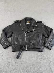 Giacca di pelle Jamin donna 8* nera ritagliata moto moto trapuntata foderata cappotto - Foto 1 di 15