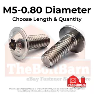 M5-0.8 A2-70 Stainless Steel Button Flange Socket Cap Screws (Choose Length&Qty) - Picture 1 of 6