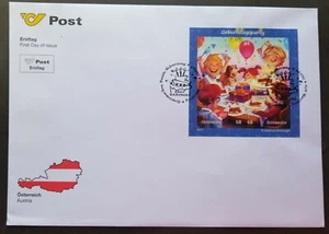 Austria Comic Birthday Party 2017 Cake Food Dog (FDC *puzzle *odd shape *unusual - Picture 1 of 6