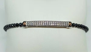 SANTOMA BRACCIALE ARGENTO 925 UOMO RODIO EFF. ORO BIANCO SPINELLO NERO VITI ROSA - Foto 1 di 2