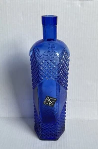 Heavy Vidrios De Levante Hand Made Spain Cobalt Blue Glass Empty Bottle 12” Tall - Picture 1 of 10