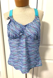 NWT ZeroXposur Size 16 Tankini Racerback Padded Swim Yoga Run Tank Top UPF 30+ - Picture 1 of 5