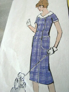 Vestido Vintage Años 50 VOGUE 1608 Slim Costura Patrón XS B32 Botón Delantero Verano  - Imagen 1 de 3