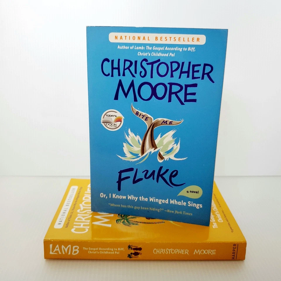 Christopher Moore Fluke & Lamb Lot of 2 Books Paperback Religion Humor Fiction - Image 1 of 4