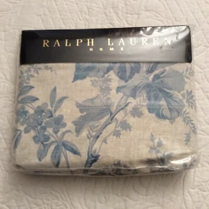 Ralph Lauren CORAL HARBOUR Blue Beige Floral Queen Flat Sheet NIP - Picture 1 of 8