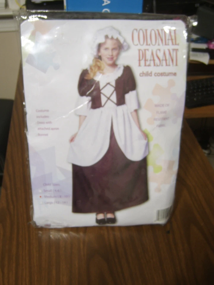 DISFRAZ NIÑA COLONIAL NIÑO TALLAS MEDIANAS (8-10) NUEVO EN PAQUETE: B19-1 Foto 1 de 2