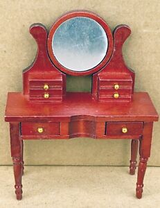 Mahogany Wooden Dressing Table Bedroom Furniture Tumdee 1:12 Scale Dolls House