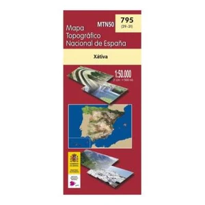 Spain map 0795: Xativa hiking walking cycling topographic 1:50K - Imagen 1 de 4