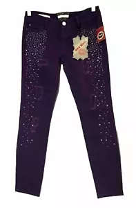 Women’s Denim Jeans Sz 9 ( 32’ X 30”) Dark Purple Design Distressed NWT - Picture 1 of 10