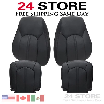 For Cadillac CTS 2008 2009 2010-2013 Front Bottom & Top Seat Cover Black Leather - Image 1 of 4