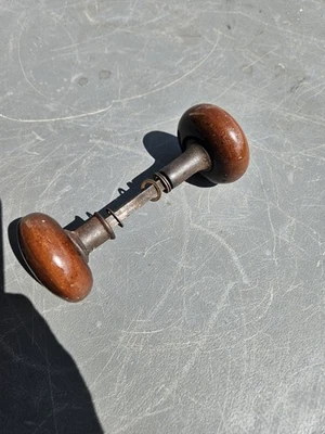 Antique Door Knobs & Shaft Brown Worn Good Stuff - Image 1 of 4