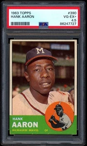 1963 Topps #390 Hank Aaron PSA 4.5 - CENTERED & UNDER GRADED NO CREASES - Picture 1 of 2