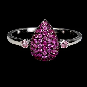 925 Sterling Silver Ring Ruby Myanmar Round Diamond Cut Gemstone Jewelry Size 7 - Picture 1 of 13