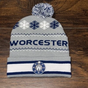Worcester Railers Hockey Club Winter Snowflake Holiday Beanie Promo Hat - Imagen 1 de 5