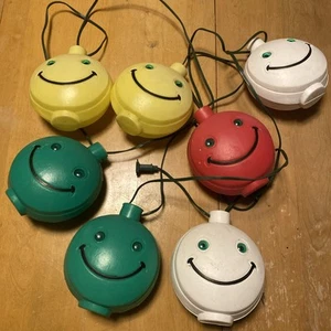Vintage seltene Noma Lichterkette Smiley Gesicht Blasform Hippie Party Terrasse Camping Spaß - Bild 1 von 4
