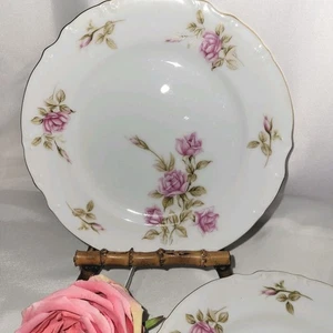 Mikasa Porzellan Rosetta 7,5" Salat/Dessertteller rosa Rosen geprägt Wirbelrand - Bild 1 von 6