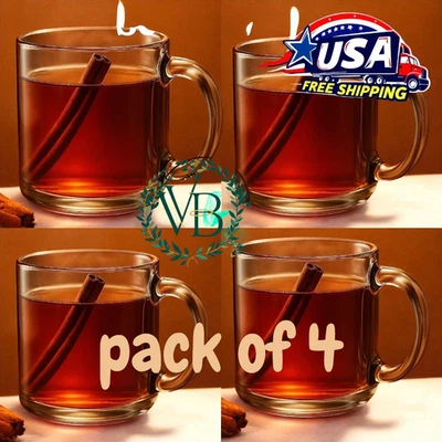 Стеклянные кружки Libbey Robusta с ручкой для чайных и кофейных чашек 13 унций (набор из 4) - Изображение 1 из 4