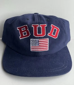 Vtg 1995 Budweiser BUD USA Flag Hat Cap NWT Anheuser-Busch Beer Promo NOS - Picture 1 of 5