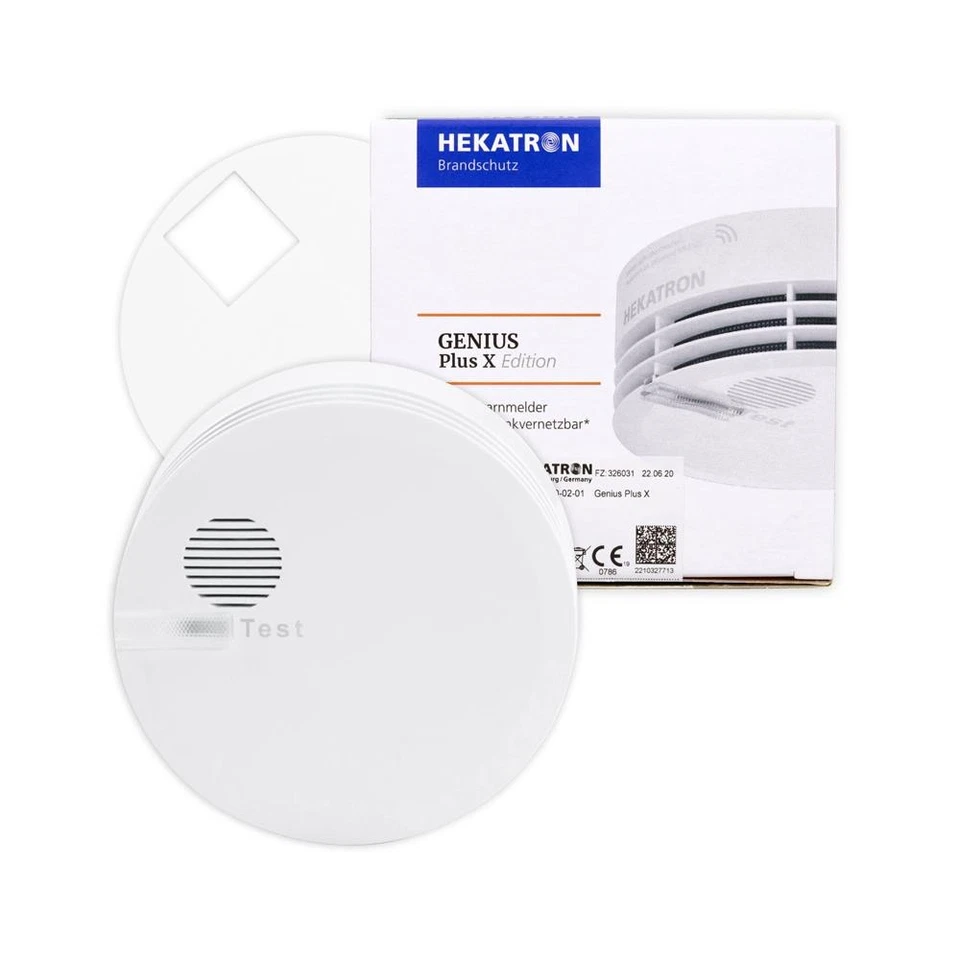 Hekatron Genius Plus X Edition 10 Year Smoke Alarm Networkable Kit with Adhesive Pad - Image 1 of 1