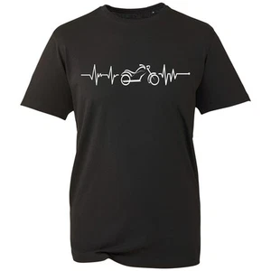 Biker T Shirt Motorbike Heart Beat Pulse Motorcycle Rider Birthday Gift Men Tee - Picture 1 of 5